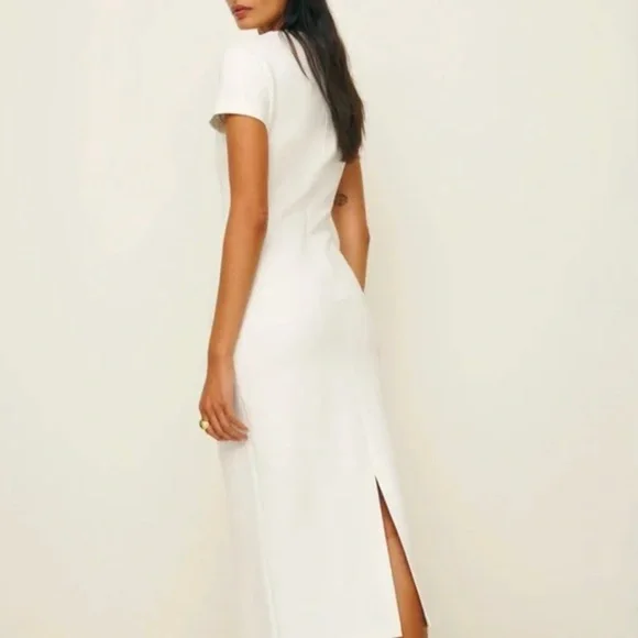 Reformation White Ribbed Sheath Dress - Picture 4 of 6